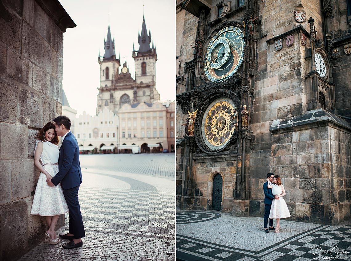 pre-wedding prague astronomical clock
