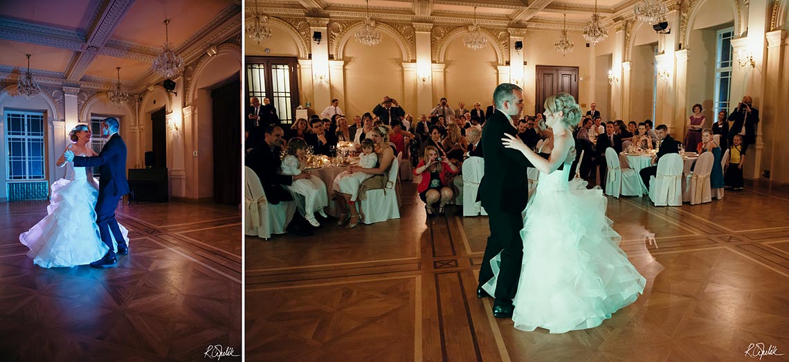 first dance of bride and groom in Zofine palace in Prague
