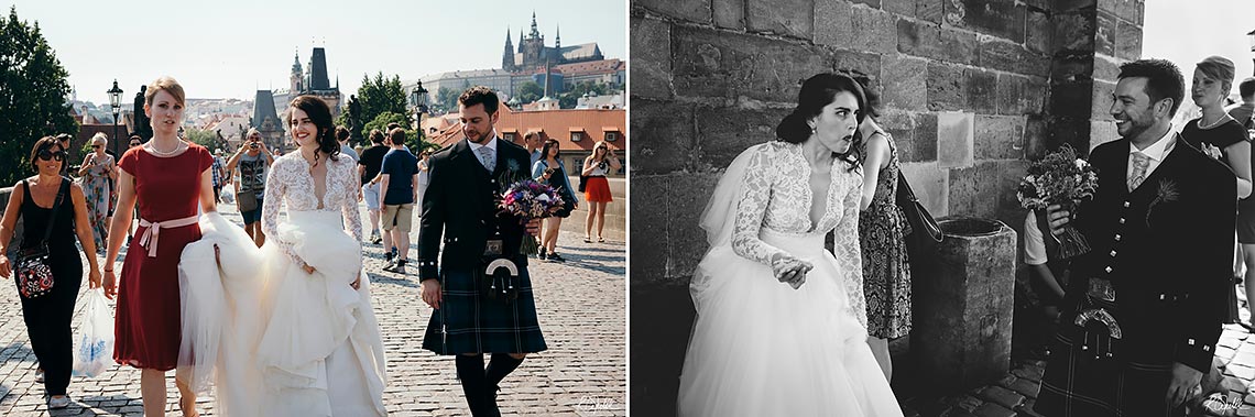 wedding photography at Charles bridge in Prague