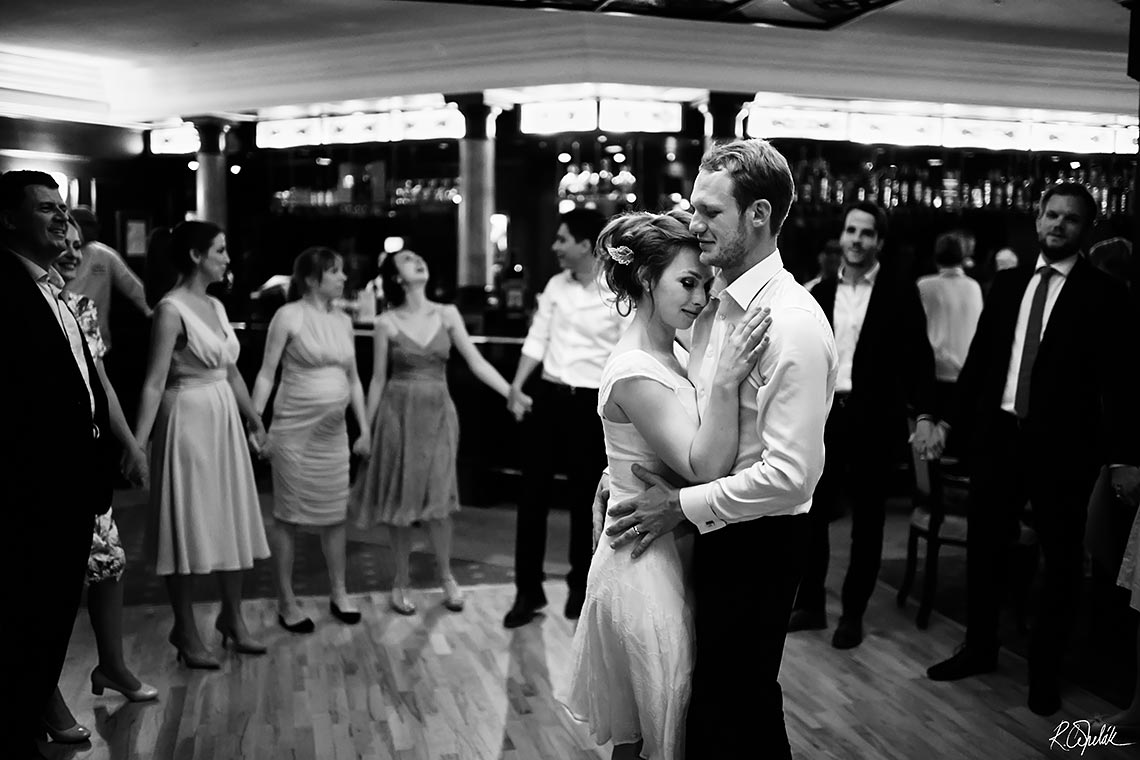 bride and groom dancing at wedding party
