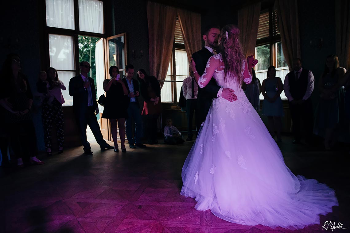 bride and groom first dance at Chateau St. Havel in Prague