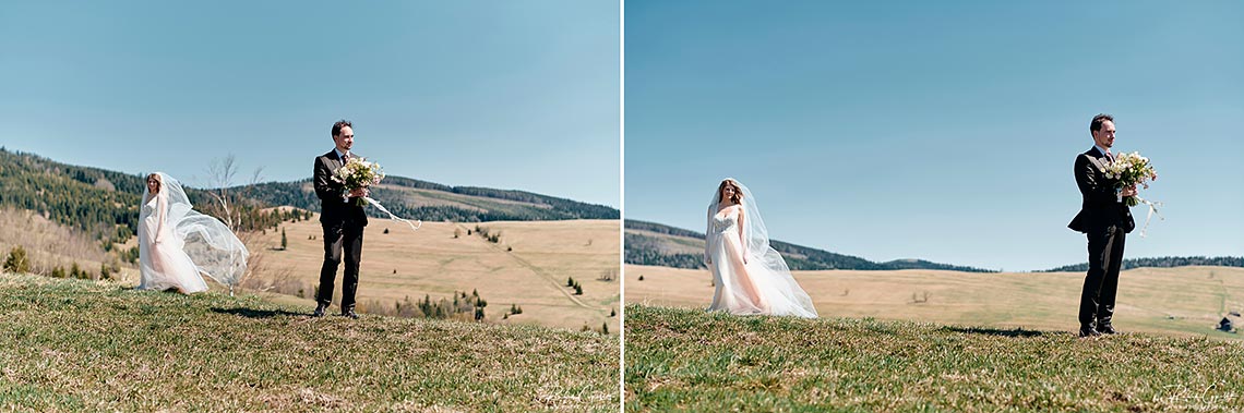 the first look of bride and groom