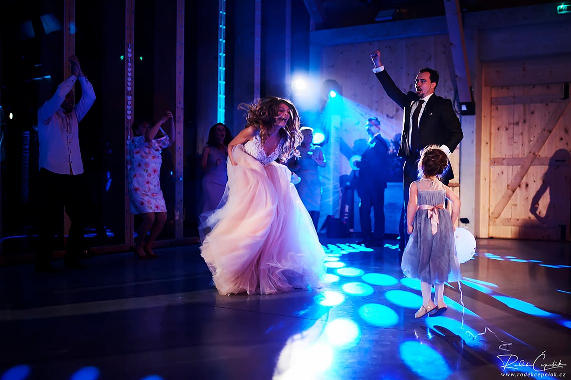 wedding party blue lights