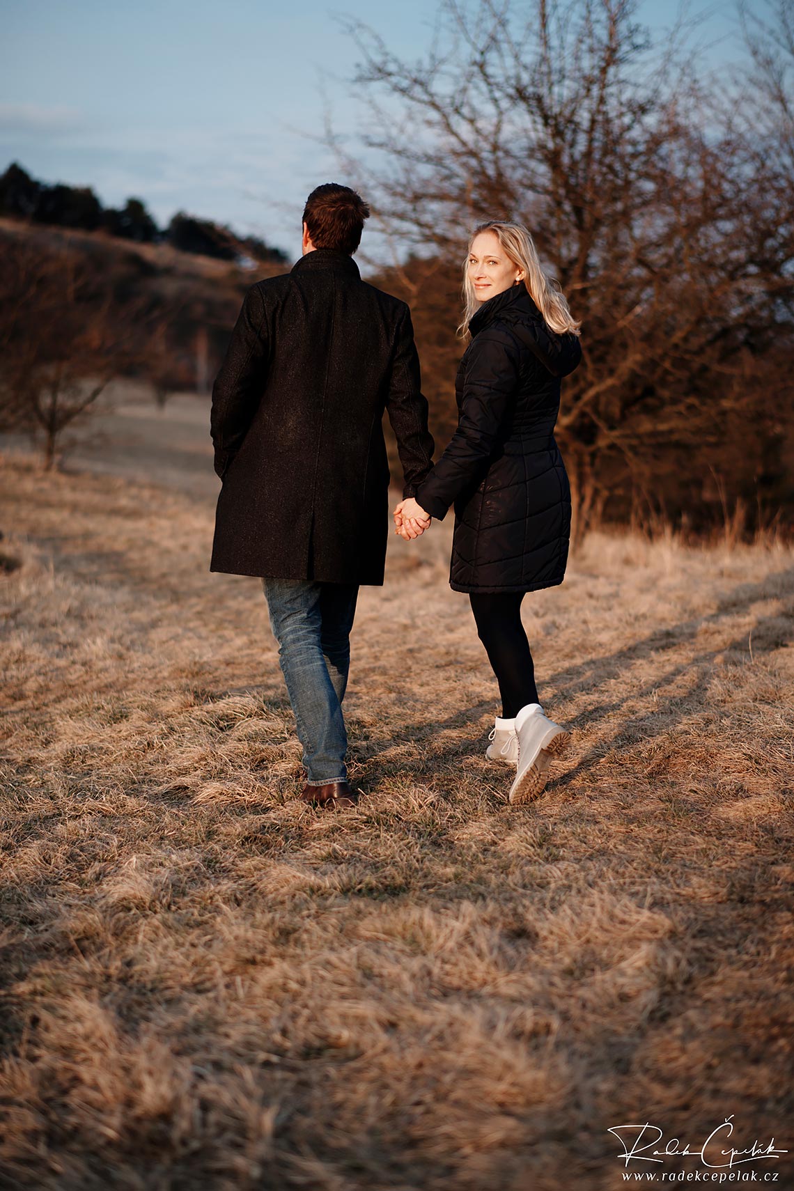 couple having fun during pre wedding photo session