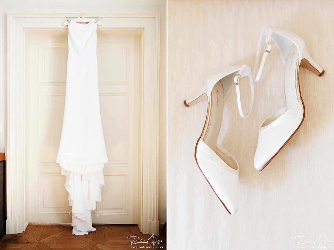 wedding dress Pronovias and bridal shoes