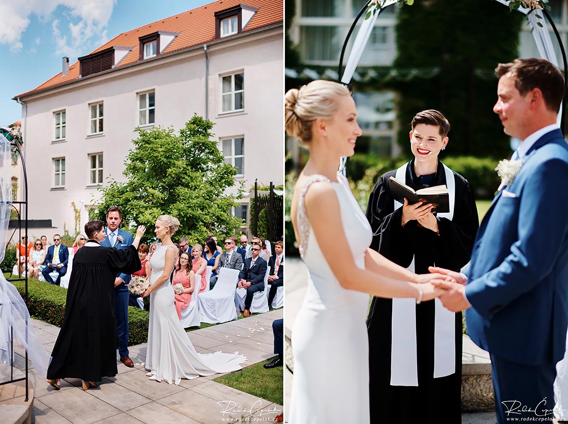 outside wedding ceremony in Prague