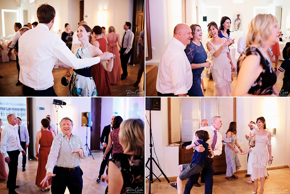 wedding guests dancing at wedding