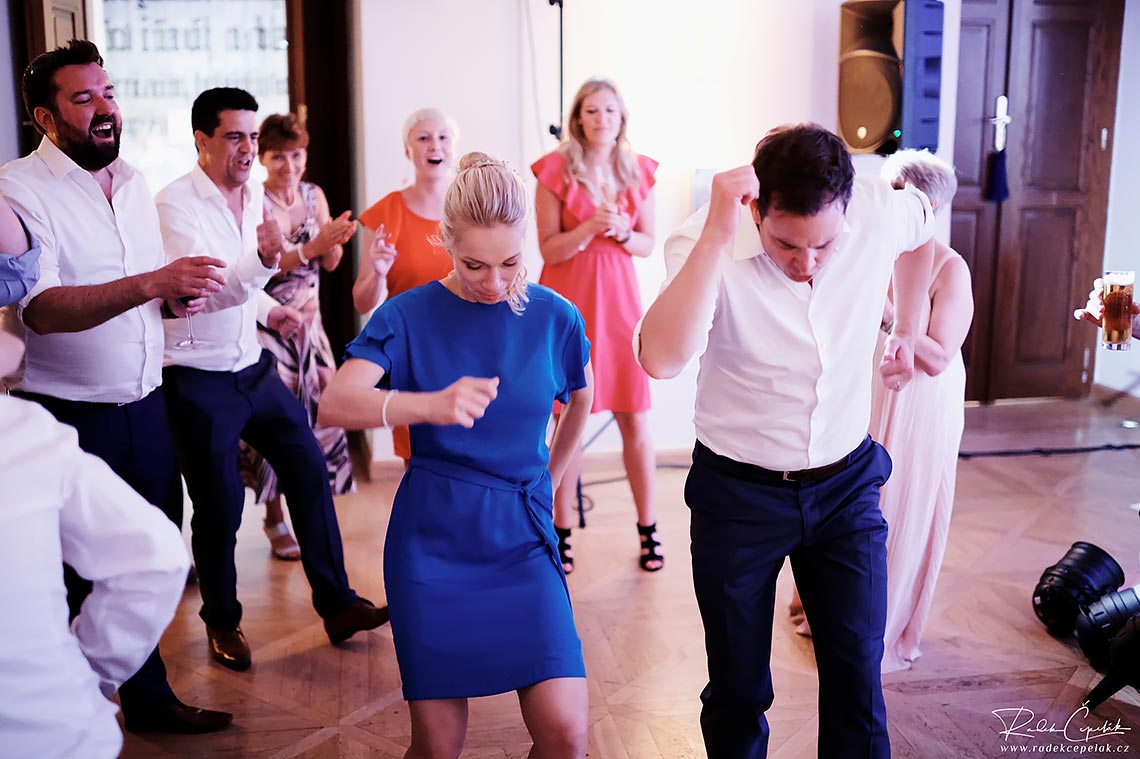 funny dance photo of bride and groom