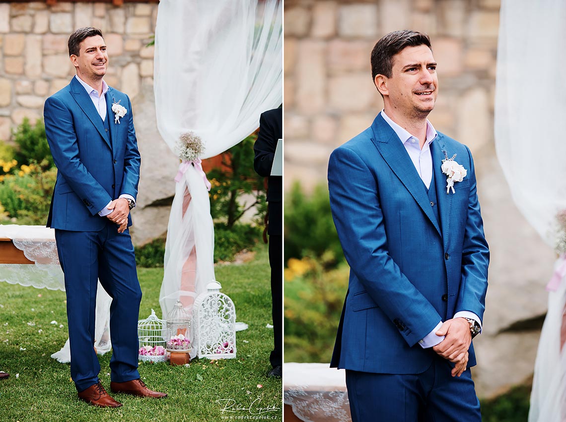 blue wedding dress groom