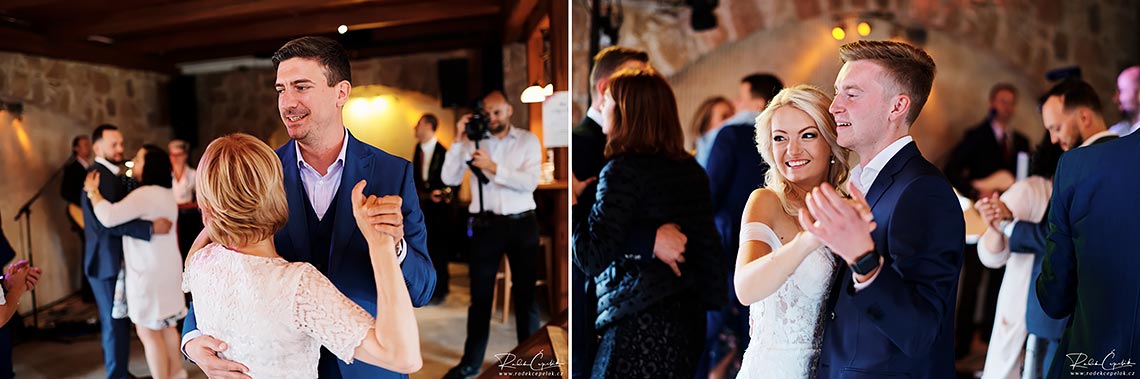 bride and groom dancing with their relatives