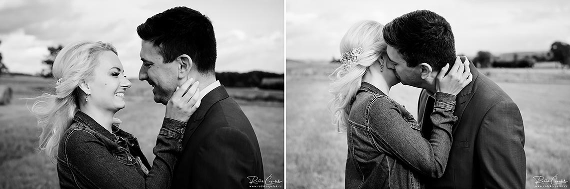 Bride and groom romantic black and white wedding photography 