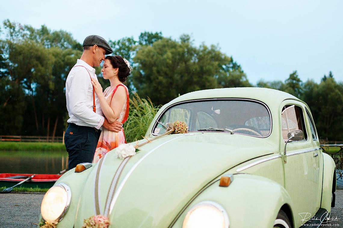 wedding photography with VW Beatle