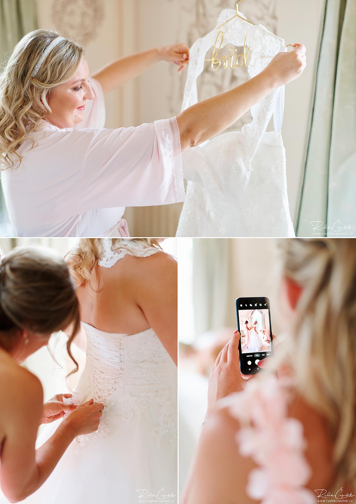 getting ready of bride in Villa Richter