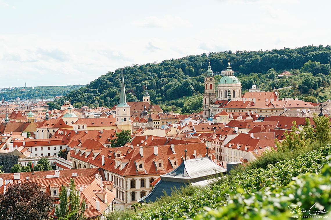 Prague old town view from wedding venue Villa Richter