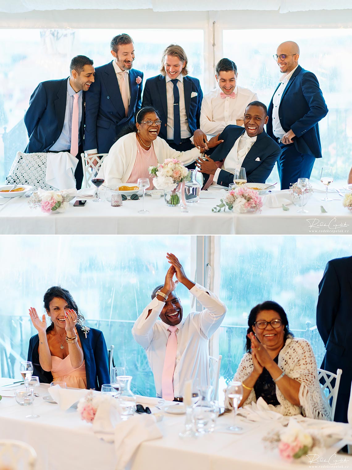 smiling guests at wedding