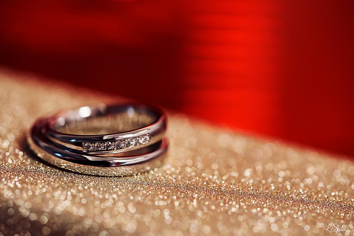 color wedding bands detail photography