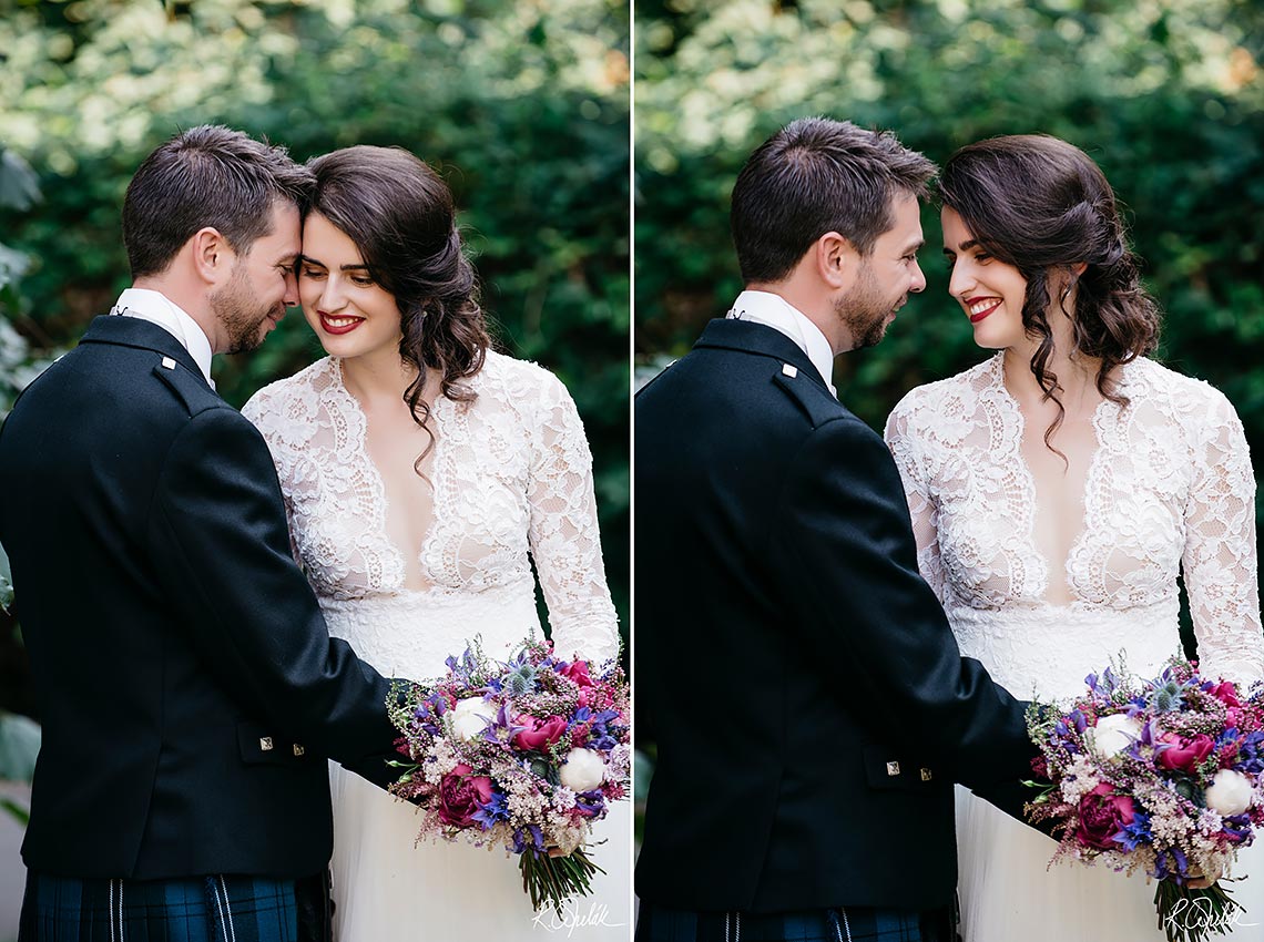 Wedding photography of bride and groom in the nature of Prague