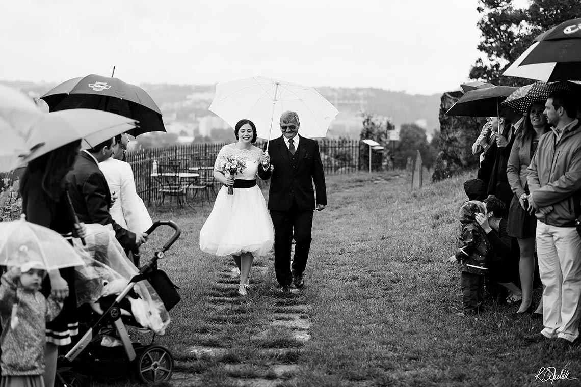 wedding ceremony in botanical garden in Prague