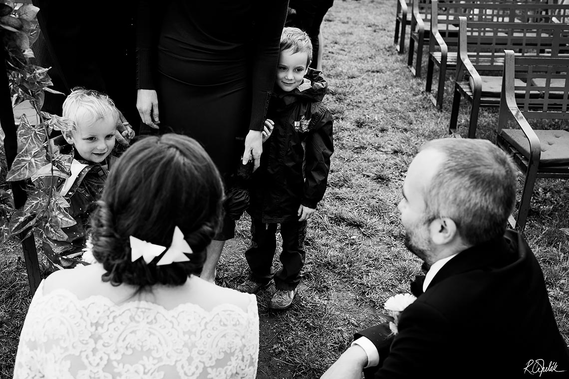 black and white photo of congratulations at wedding