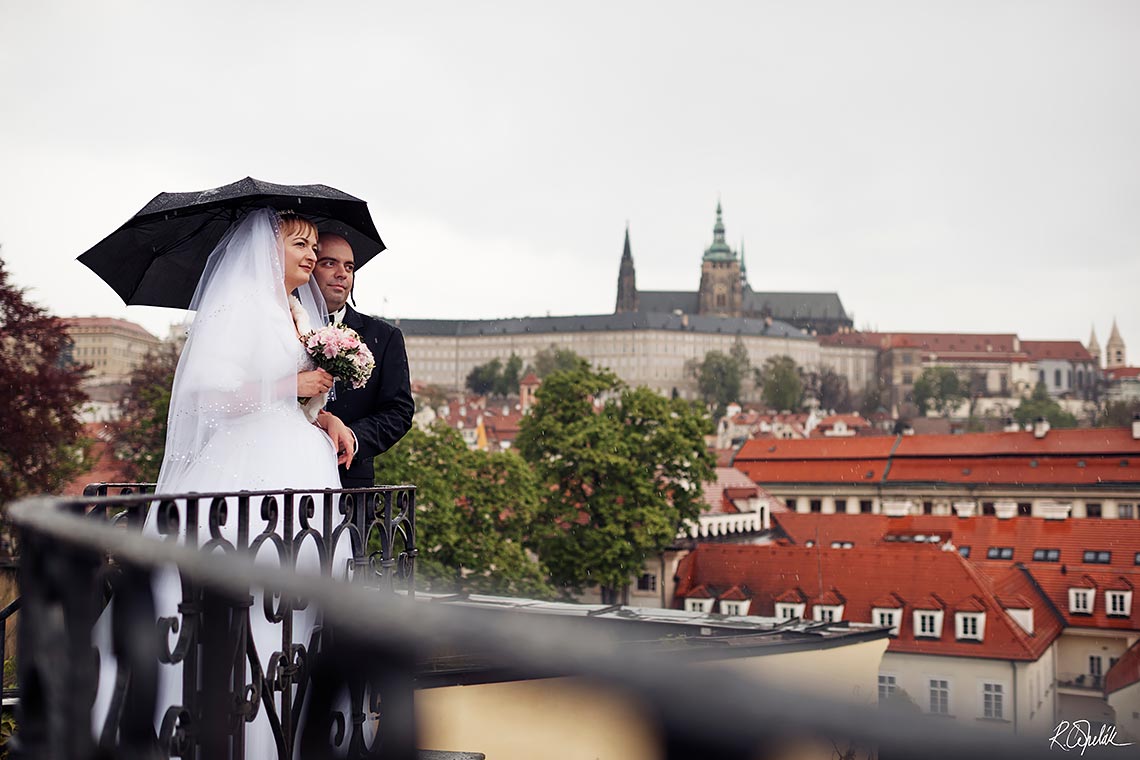 Rainy wedding photo