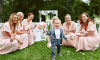 Bridesmaids with small child at Czech wedding