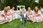 Bridesmaids with small child at Czech wedding