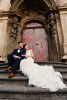 Wedding photography in Prague in front of the church entrance