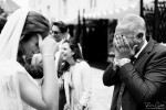 Funny wedding photography moment of congratulation to bride