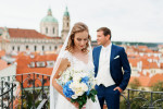 Bride and groom wedding photo in Vrtba garden in Prague