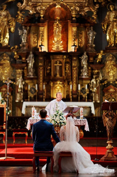 Prague religious wedding ceremony in the church