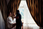 Bride getting ready in hotel room