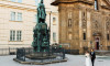 Wedding photography Prague statue and church