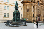 Wedding photography Prague statue and church
