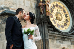 Astro clock in Prague wedding photo
